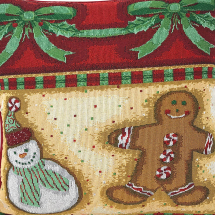 DaDa Bedding Set of 8 Pieces Gingerbread Sweets Holiday Table Tapestry - 4 Placemats, 2 Table Runners, 2 Throw Pillow Covers (12917)