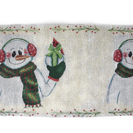 DaDa Bedding Set of 8 Pieces Magical Snowman Holiday Table Tapestry - 4 Placemats, 2 Table Runners, 2 Throw Pillow Covers (9733)