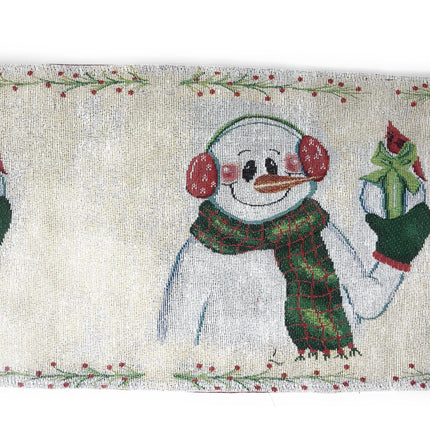 DaDa Bedding Set of 8 Pieces Magical Snowman Holiday Table Tapestry - 4 Placemats, 2 Table Runners, 2 Throw Pillow Covers (9733)