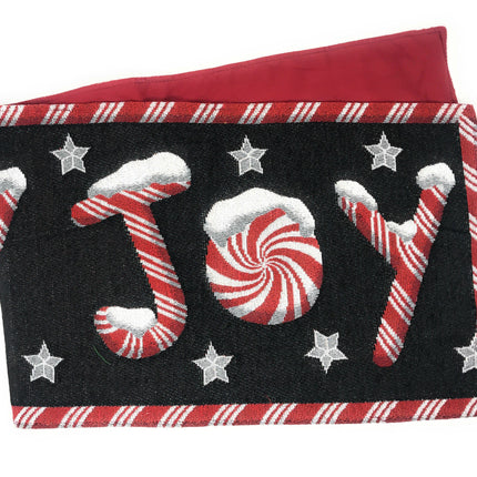 DaDa Bedding Set of 8 Pieces Peppermint Joy Holiday Table Tapestry - 4 Placemats, 2 Table Runners, 2 Throw Pillow Covers (12904)