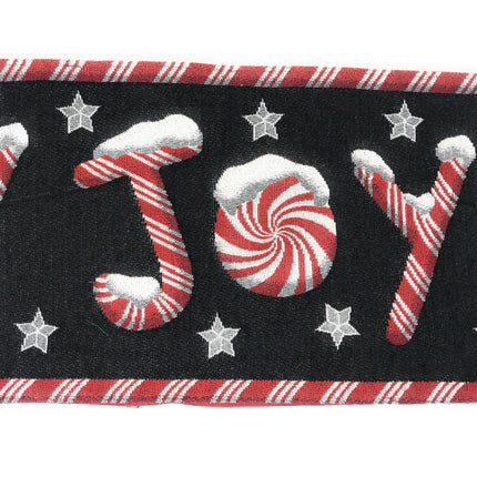 DaDa Bedding Set of 8 Pieces Peppermint Joy Holiday Table Tapestry - 4 Placemats, 2 Table Runners, 2 Throw Pillow Covers (12904)