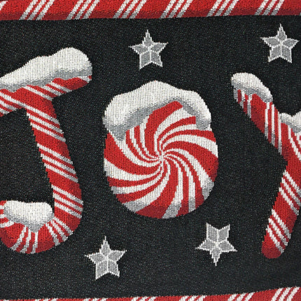 DaDa Bedding Set of 8 Pieces Peppermint Joy Holiday Table Tapestry - 4 Placemats, 2 Table Runners, 2 Throw Pillow Covers (12904)