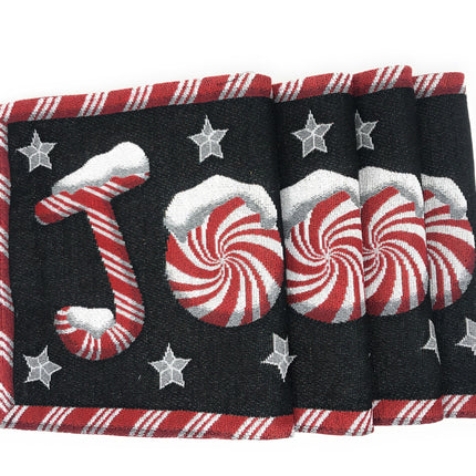 DaDa Bedding Set of 8 Pieces Peppermint Joy Holiday Table Tapestry - 4 Placemats, 2 Table Runners, 2 Throw Pillow Covers (12904)