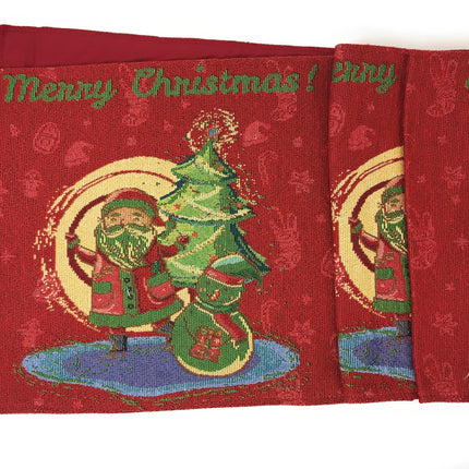 DaDa Bedding Set of 8 Pieces Red Santa Claus Holiday Table Tapestry - 4 Placemats, 2 Table Runners, 2 Throw Pillow Covers (17615)