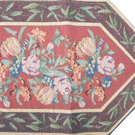 DaDa Bedding Romantic Floral Field of Roses Burgundy Red Tapestry Table Runner (5594)
