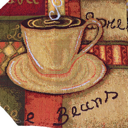 DaDa Bedding Set of 3-Pieces - Smell of Coffee Café Cup Orange Brown Woven Tapestry Dining Table Runners (9912)