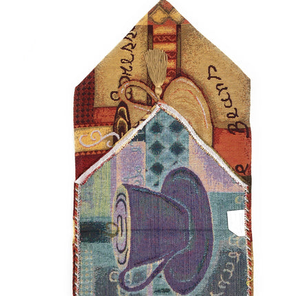 DaDa Bedding Set of 3-Pieces - Smell of Coffee Café Cup Orange Brown Woven Tapestry Dining Table Runners (9912)