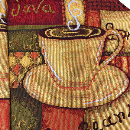 DaDa Bedding Set of 3-Pieces - Smell of Coffee Café Cup Orange Brown Woven Tapestry Dining Table Runners (9912)