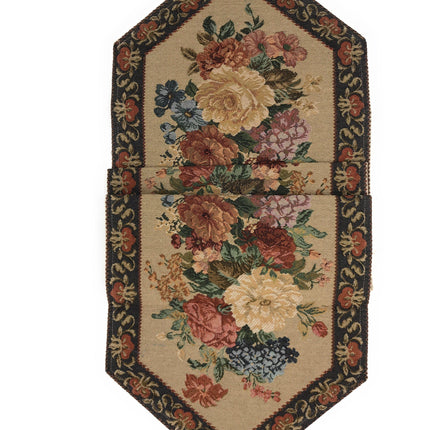 DaDa Bedding Breath of Spring Colorful Floral Beige Brown Tapestry Dining Table Runner (3089)