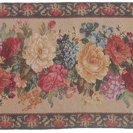 DaDa Bedding Breath of Spring Colorful Floral Beige Brown Tapestry Dining Table Runner (3089)