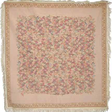 DaDa Bedding Wildflower Wonderland Floral Golden Beige Tan Square Dining Table Cloth (3100)