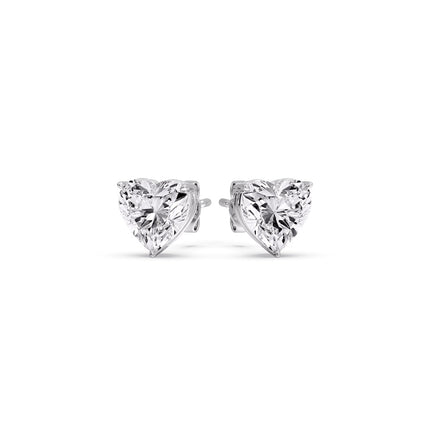 Heart Shaped 3 Prong Basket Stud Earring