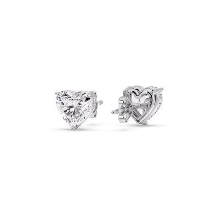 Heart Shaped 3 Prong Basket Stud Earring