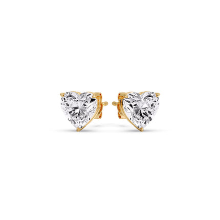 Heart Shaped 3 Prong Basket Stud Earring