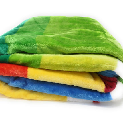 DaDa Bedding Colorful Striped Rainbow Reversible Plush Luxe Flannel Fleece Throw Blanket (XY9867)