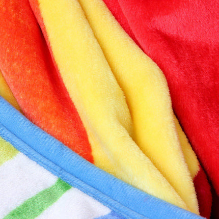 DaDa Bedding Colorful Striped Rainbow Reversible Plush Luxe Flannel Fleece Throw Blanket (XY9867)