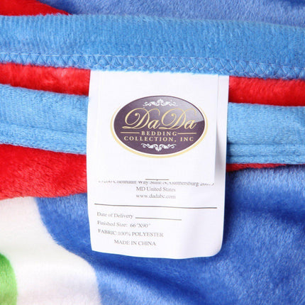 DaDa Bedding Colorful Striped Rainbow Reversible Plush Luxe Flannel Fleece Throw Blanket (XY9867)
