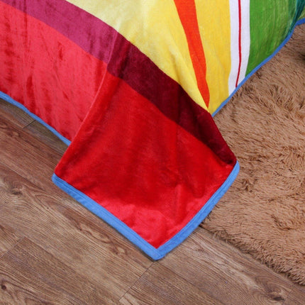 DaDa Bedding Colorful Striped Rainbow Reversible Plush Luxe Flannel Fleece Throw Blanket (XY9867)