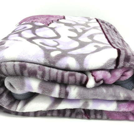 DaDa Bedding Orchid Blossoms Striped Floral Lavender Plush Fleece Flannel Throw Blanket (XY9833)