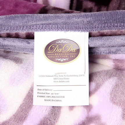 DaDa Bedding Orchid Blossoms Striped Floral Lavender Plush Fleece Flannel Throw Blanket (XY9833)