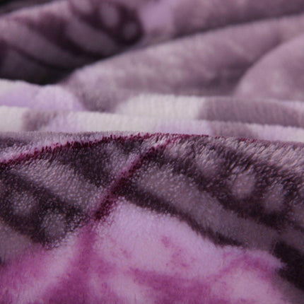 DaDa Bedding Orchid Blossoms Striped Floral Lavender Plush Fleece Flannel Throw Blanket (XY9833)