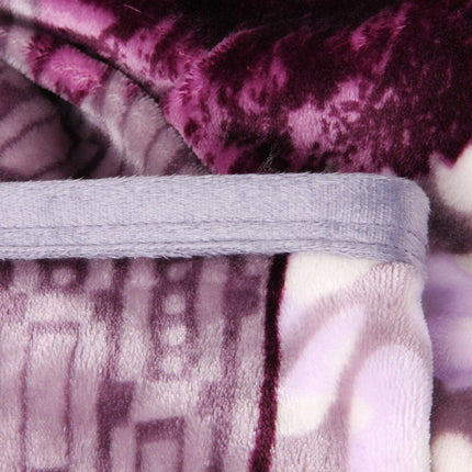 DaDa Bedding Orchid Blossoms Striped Floral Lavender Plush Fleece Flannel Throw Blanket (XY9833)