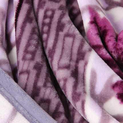 DaDa Bedding Orchid Blossoms Striped Floral Lavender Plush Fleece Flannel Throw Blanket (XY9833)