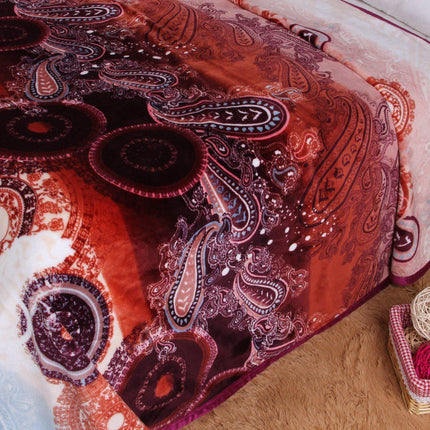 DaDa Bedding Paisley Dreams Floral Burgundy Mink Fleece Flannel Throw Blanket (XY0025)