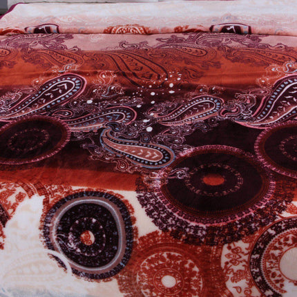 DaDa Bedding Paisley Dreams Floral Burgundy Mink Fleece Flannel Throw Blanket (XY0025)