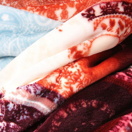 DaDa Bedding Paisley Dreams Floral Burgundy Mink Fleece Flannel Throw Blanket (XY0025)