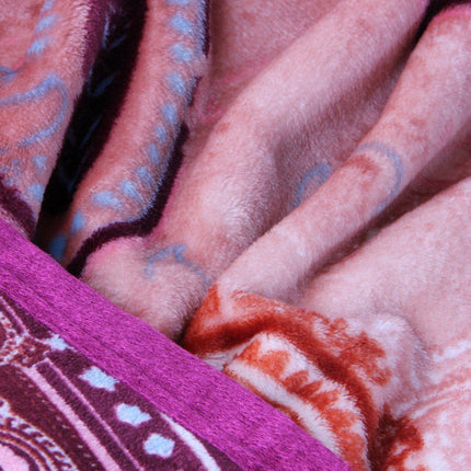 DaDa Bedding Paisley Dreams Floral Burgundy Mink Fleece Flannel Throw Blanket (XY0025)