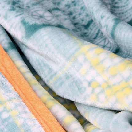 DaDa Bedding Papaya Beach Orange & Blue Reversible Soft Fleece Flannel Throw Blanket (XY9841)