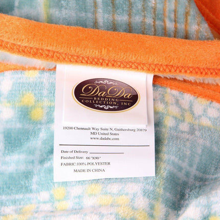 DaDa Bedding Papaya Beach Orange & Blue Reversible Soft Fleece Flannel Throw Blanket (XY9841)