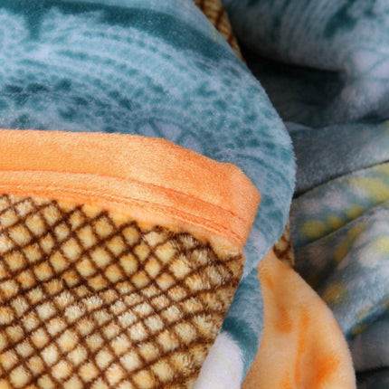 DaDa Bedding Papaya Beach Orange & Blue Reversible Soft Fleece Flannel Throw Blanket (XY9841)