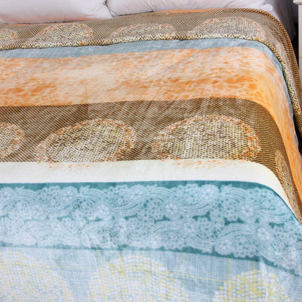 DaDa Bedding Papaya Beach Orange & Blue Reversible Soft Fleece Flannel Throw Blanket (XY9841)