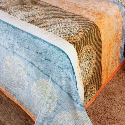 DaDa Bedding Papaya Beach Orange & Blue Reversible Soft Fleece Flannel Throw Blanket (XY9841)