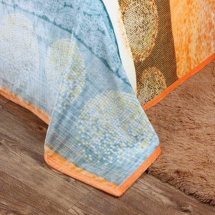 DaDa Bedding Papaya Beach Orange & Blue Reversible Soft Fleece Flannel Throw Blanket (XY9841)