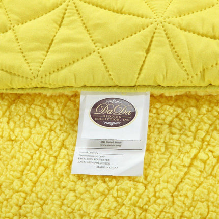 DaDa Bedding Happy Sunny Yellow Bright Quilted Ultra Sonic Reversible Throw Blanket Bedspread (BJ0107)