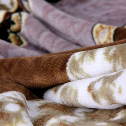DaDa Bedding Elegant Twilight Lavender Brown Floral Flannel Mink Fleece Throw Blanket (XY9879)