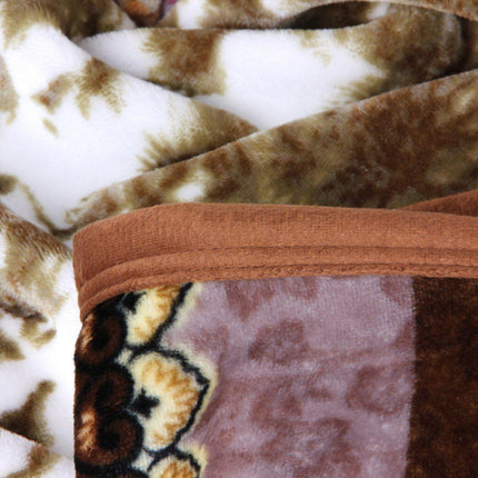 DaDa Bedding Elegant Twilight Lavender Brown Floral Flannel Mink Fleece Throw Blanket (XY9879)