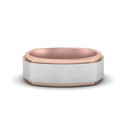 Two Tone Brushed Mens Wedding Ring