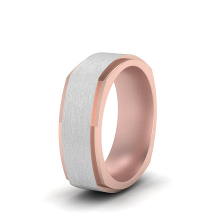 Two Tone Brushed Mens Wedding Ring