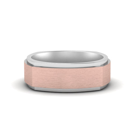 Two Tone Brushed Mens Wedding Ring