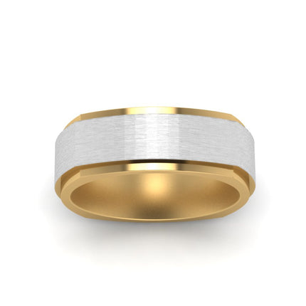 Two Tone Brushed Mens Wedding Ring