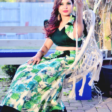 Vanya - Emerald Bloom lehenga set