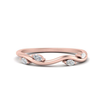 Vine Marquise Simple Wedding Band