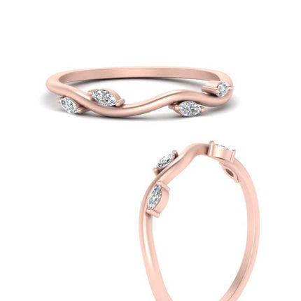 Vine Marquise Simple Wedding Band