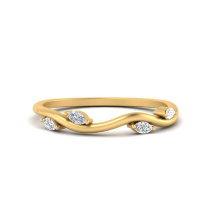 Vine Marquise Simple Wedding Band