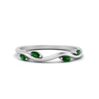 14k White Gold / Green Emerald / Lab Grown
