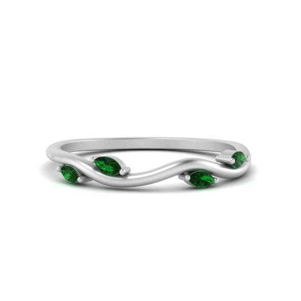 Vine Marquise Simple Wedding Band